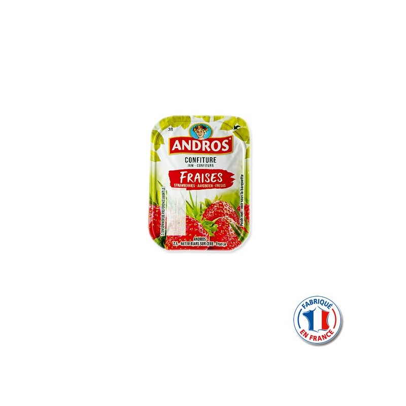 Barquettes Confitures Andros 20gr Fraise Abricot Groseille Cerise  Barquettes de Confitures Extra
