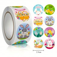 Autocollant Rond Thème Lapin Spécial Pâques